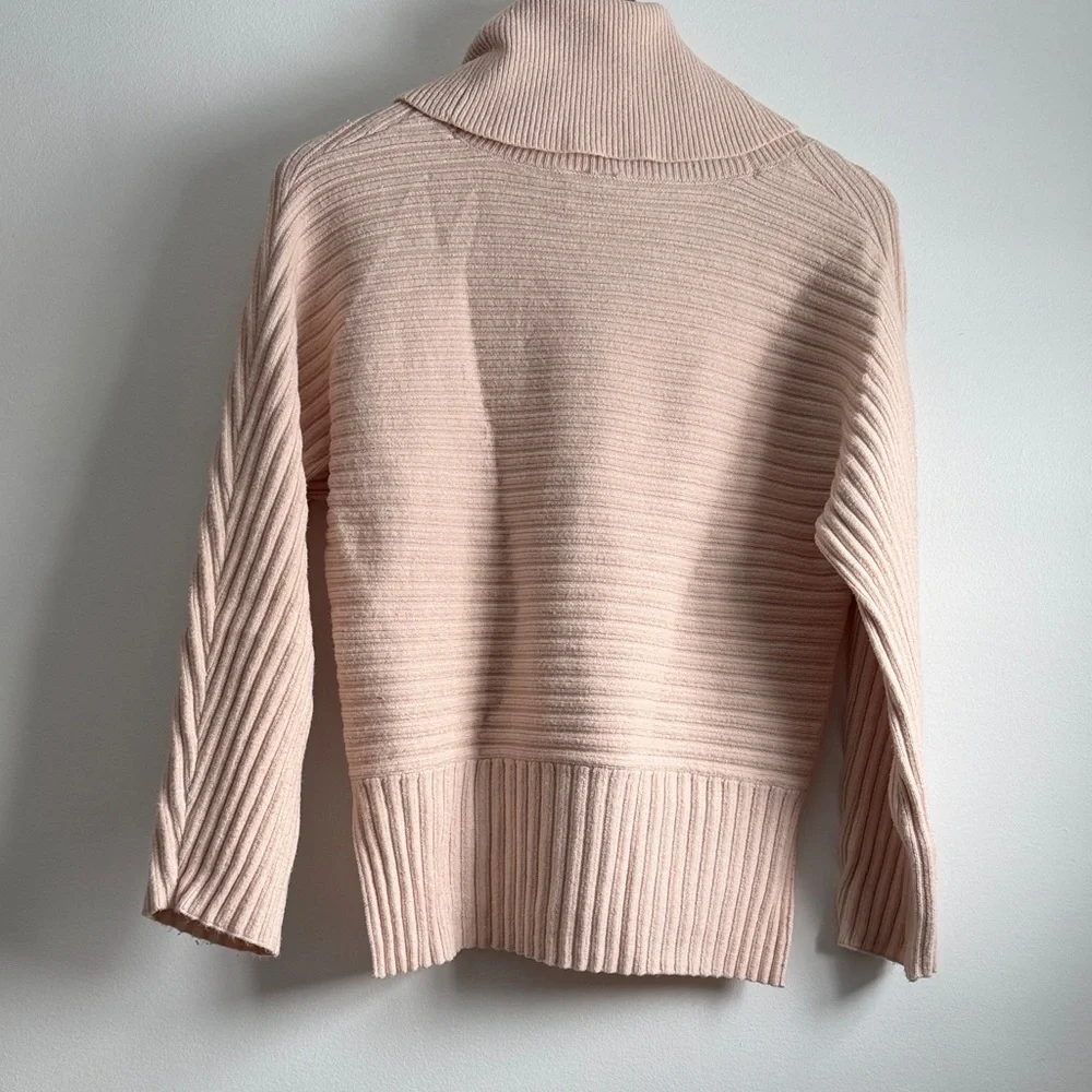 Anthropologie Moth Soft Blush Fireside Ribbed Turtleneck Sweater - Picture 5 of 7